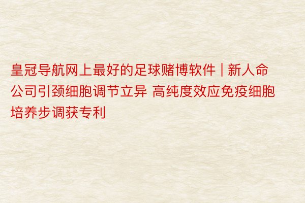 皇冠导航网上最好的足球赌博软件 | 新人命公司引颈细胞调节立异 高纯度效应免疫细胞培养步调获专利