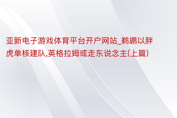 亚新电子游戏体育平台开户网站_鹈鹕以胖虎单核建队,英格拉姆或走东说念主(上篇)