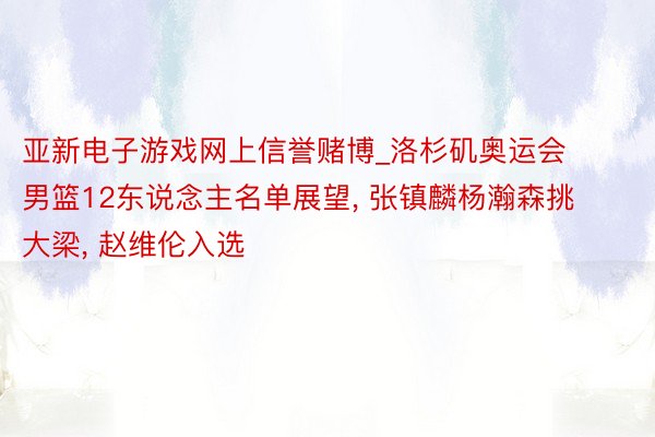 亚新电子游戏网上信誉赌博_洛杉矶奥运会男篮12东说念主名单展望, 张镇麟杨瀚森挑大梁, 赵维伦入选